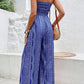 Paisley Print Halter Neck Slit Wide Leg Jumpsuit