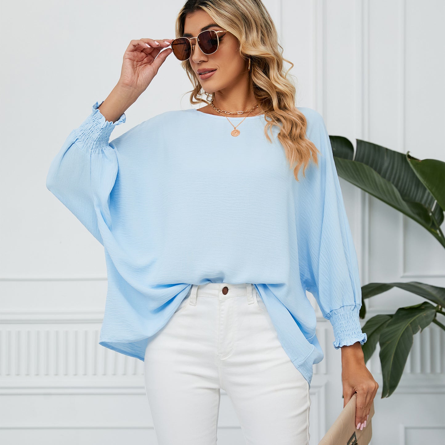 Women's Loose Three-quarter Sleeve Chiffon Top