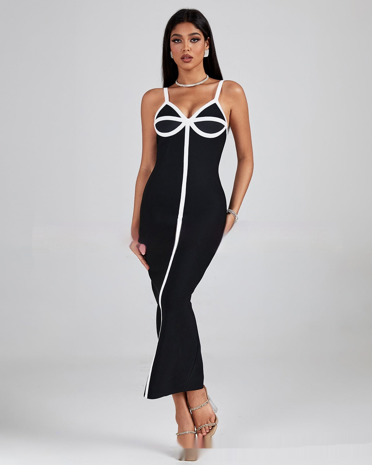 Bandage Dress Sling Stitched Backless Slim Fit Bandage