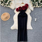 Women's Three-dimensional Flower Off-shoulder Slim Dress