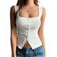 Slim-fit Buttoned Split Vest Sling Women's Top