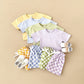 Ensemble deux pièces pantalon à carreaux et motif damier pour enfant