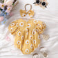 Combinaison d'été pour bébé fille, motif soleil, joyeux, petit tournesol, trois couleurs, avec coiffe