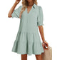 Women's Clothing Casual Polo Collar V-neck Half Sleeves Pleated Dress