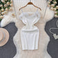 Furry Stitching Hip Base Sling Dress