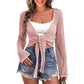 Beach Cover-up Hollow Out Long Sleeve Lace-up Sweater Top For Women