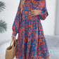 Casual Loose Contrast Color Leopard-print Long-sleeved Shirt Dress