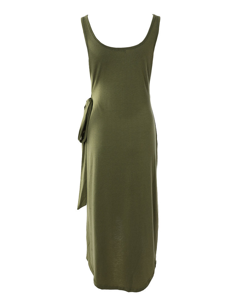 Robe décontractée à ourlet irrégulier et couleur unie pour femme