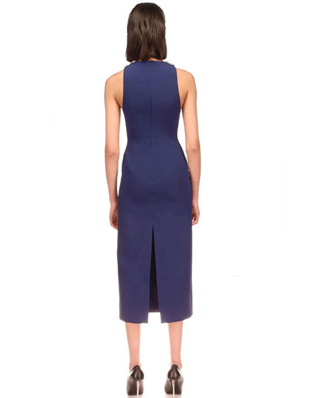 Nouvelle robe sexy sans manches à col en V et diamants