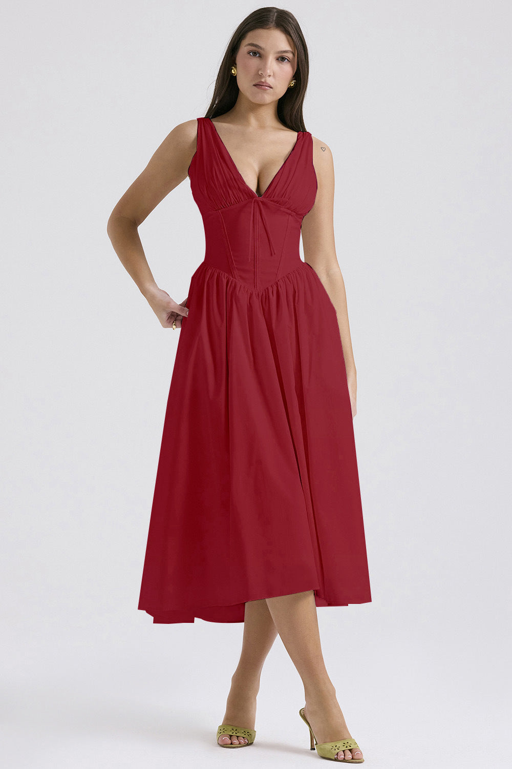 Robe longue à bretelles coupe ajustée, imprimé mode style européen et américain