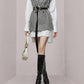 Women's New Fashion White Shirt Skirt Houndstooth Two-piece Vest