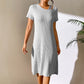 Cross Border Women's Solid Color Slit Slim Fit Hip Short Sleeve Dress