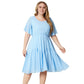 Robe en mousseline imprimée à manches courtes pour femme
