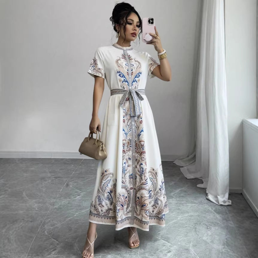 Elegant Lapel Single-breasted Button-up Shirt Dress