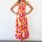 Spaghetti-strap Floral Print Pleated Dress