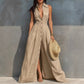 High-waisted Lapel Shirt-style Maxi Dress