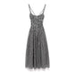 Sleeveless Pleated Striped Spaghetti Straps A- Line Skirt Dress Women