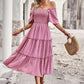 Square Collar Backless Puff Sleeve Pleated Short Sleeves Dress