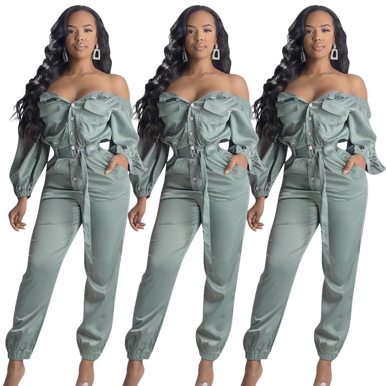 Women's Streetwear Off Shoulder Jumpsuit