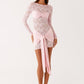 Womens Fashionable Round-Neck Lace-Patchwork Long-Sleeve Dress