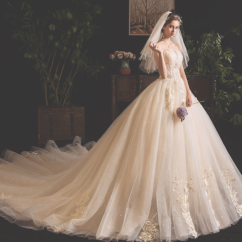 Haut tube d'été de mariée avec jupe traînante style Mori