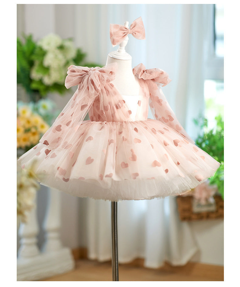Purple Love Tutu Girl Bow Gauzy Gown Princess Dress