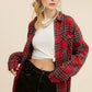 Women's Fashion Polo Collar Pocket Single-breasted Plaid Shirt