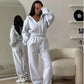 Women's Leak Girth Hat Sweater Ankle Banded Pants Sports Suit