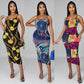 Fashion Digital Print Suspender Dress