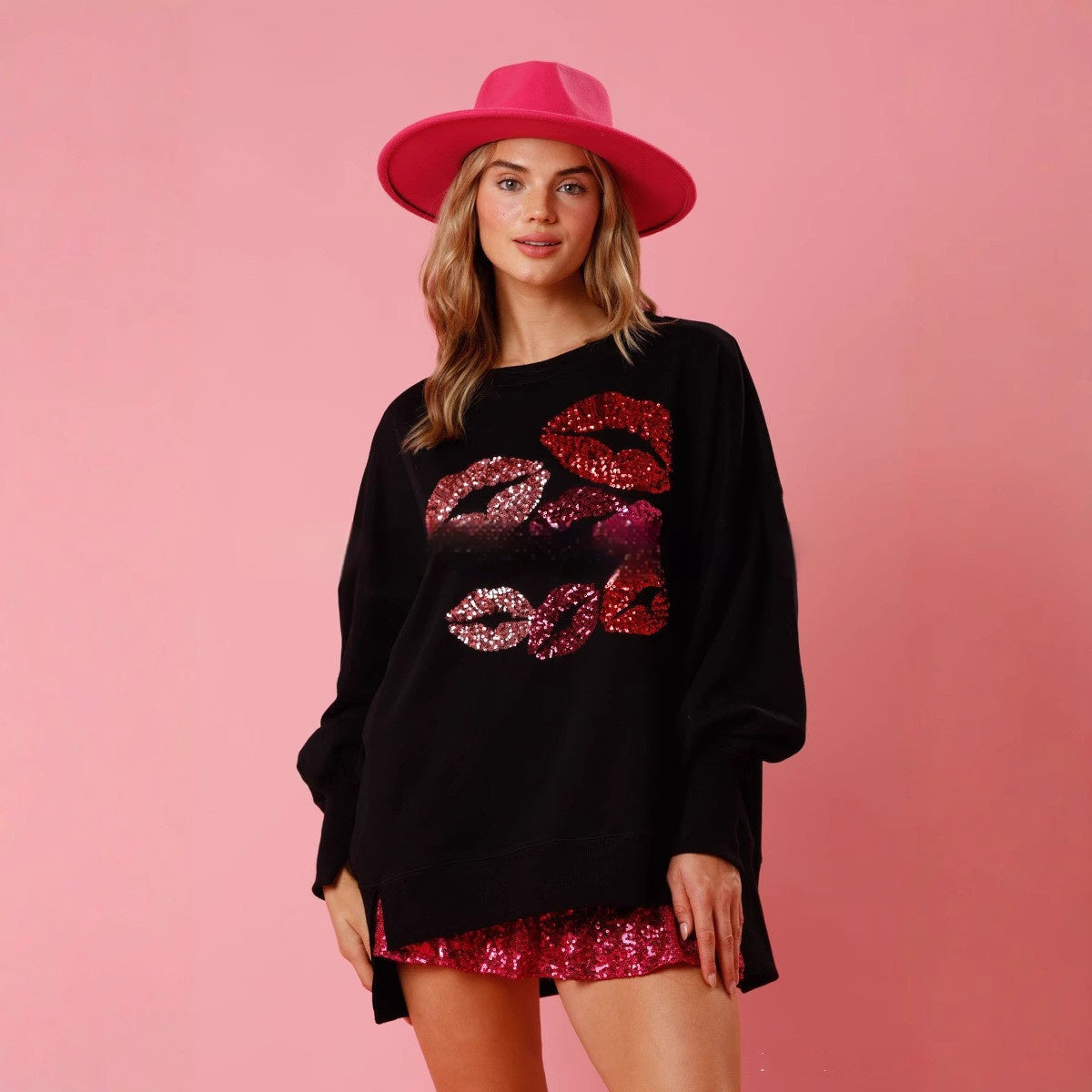 Haut à paillettes pour la Saint-Valentin pour femme