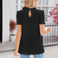 New Fashion Lacework Round Neck Top Summer Puff Sleeves Hollow Design Loose Pleated T-shirt For Womens Clothing
