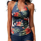 Two-piece Split Strap Drawstring Swimsuit With Boyshorts