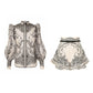 Women's Printed Shirt Short Polyester Suit