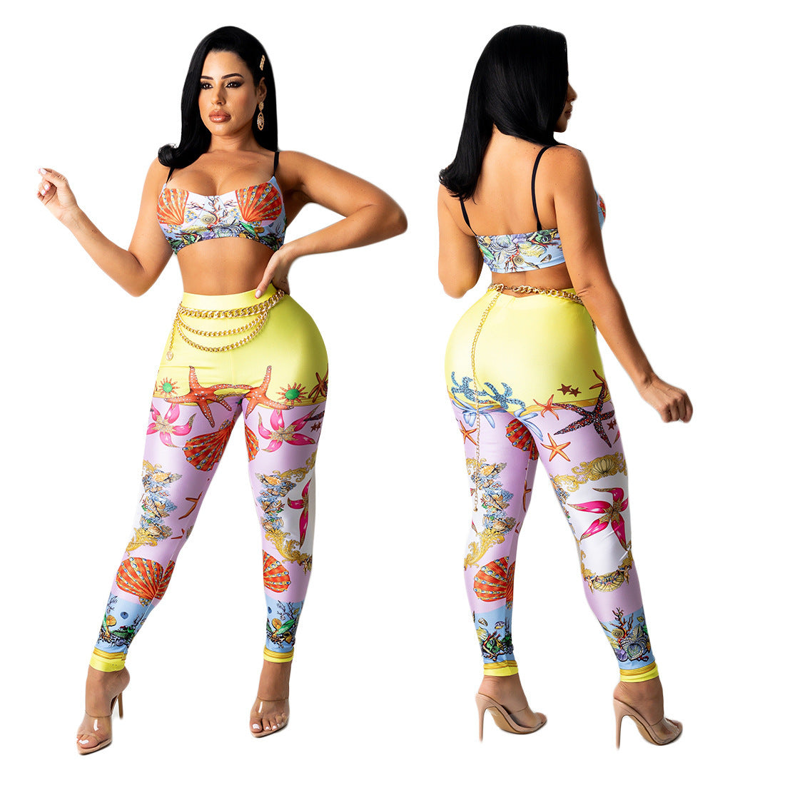 Fashion Printed Trousers Casual Two-piece Suit
