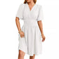 V-neck Fitted Waist Flare-sleeve Fashion Dress Women