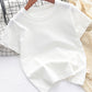 T-shirt blanc à manches mi-longues pour garçons et filles