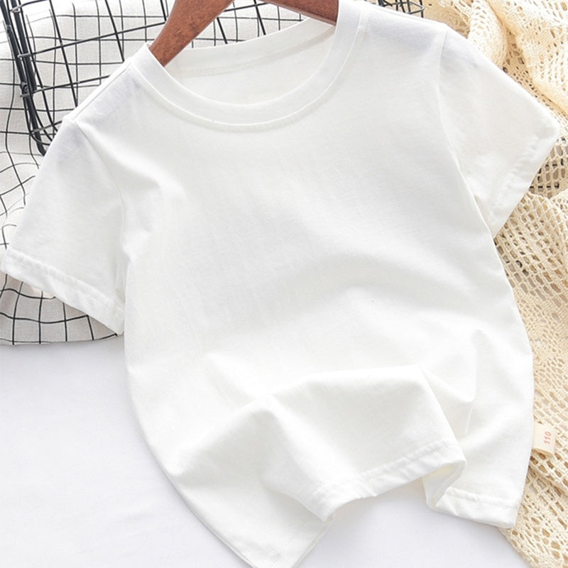 T-shirt blanc à manches mi-longues pour garçons et filles