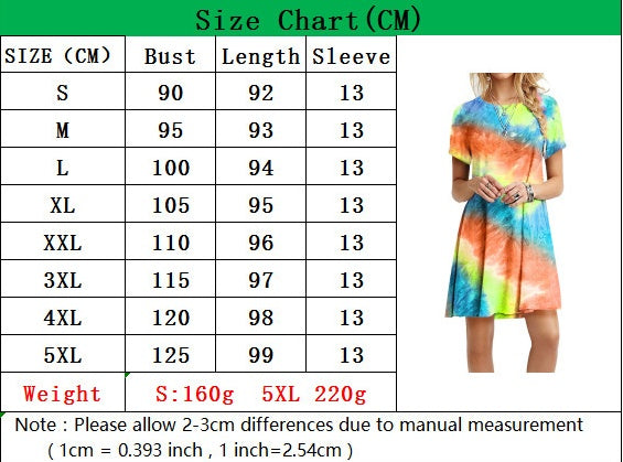 Slim-fit Dazzling Rainbow Tie-dye Printed Dress