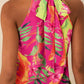Tropical Plant Printed Women's Tight Fitting Vest