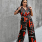 Long Ruffle Short Sleeve Contrast Ruffle Pants