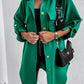 Mid-Length Shirt Jacket With Sleeve-Pull Button Decoration