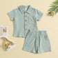 Polo d'été à manches courtes et revers en coton et lin, style décontracté, ensemble deux pièces