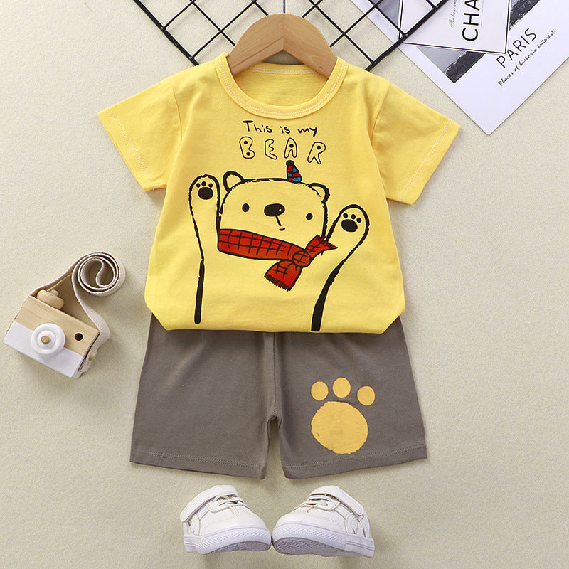 Ensemble t-shirt d'été à manches courtes pour enfant en pur coton