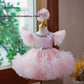 Girls' Solid Color Versatile Creative Fluffy Dress