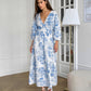 Elegant V-neck Lantern Sleeve All-matching Printed Dress