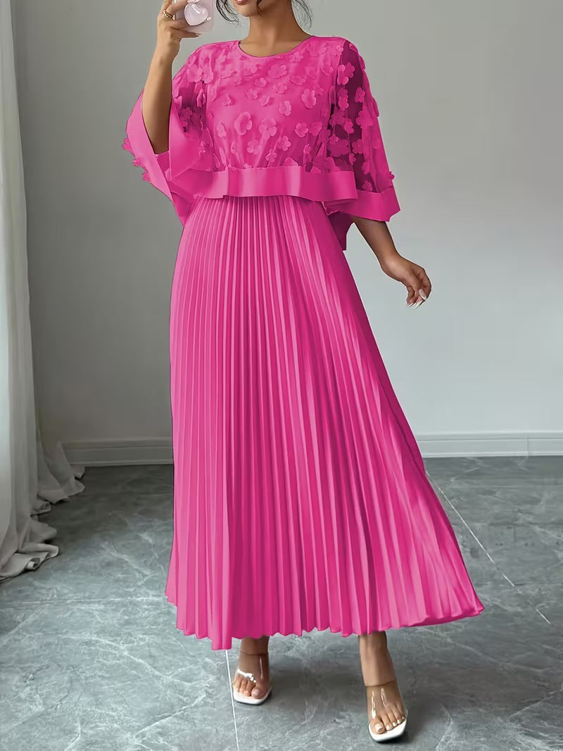 Womens New Elegant & Sophisticated 3D Floral Mesh Patchwork Dress