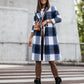 Manteau mi-long en laine brossée à carreaux, tendance automne-hiver européenne et américaine