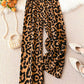 Leopard Print Floral Print Casual Jumpsuit Elastic Waist Loose Wide Leg Pants