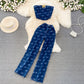 Fashion Retro Graceful Tube Top Denim Vest Two-piece Set