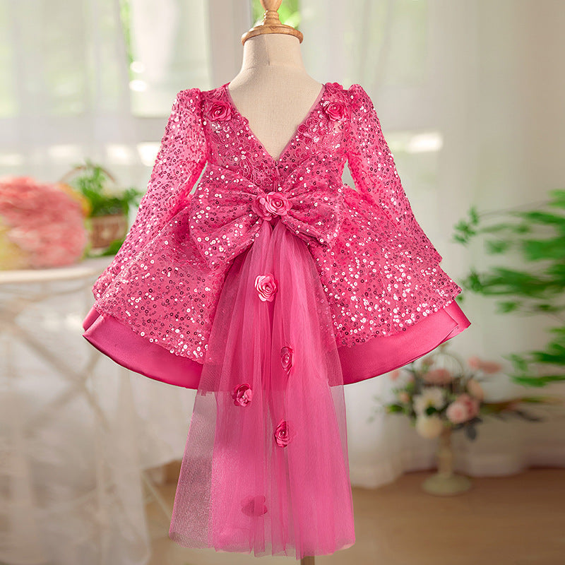 Girl's Dress Rose Sequined Tulle Tutu